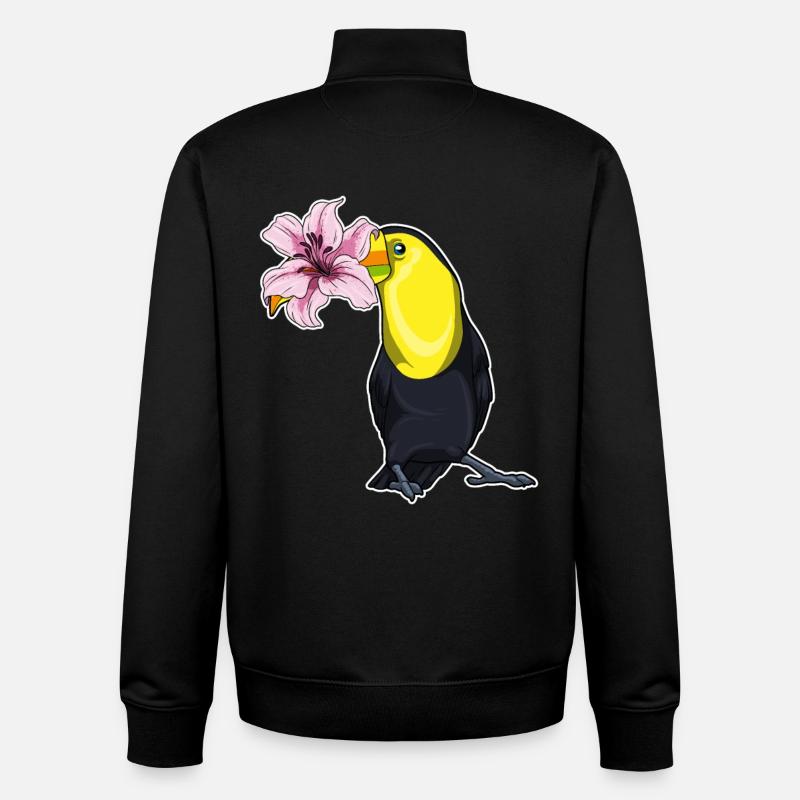 Toucan Fleurs de lys - Sweat zippé unisexe en coton bio Stanley/Stella - noir