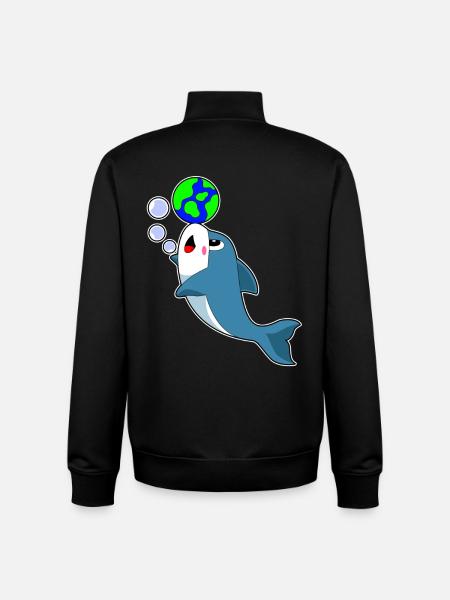 Dolphin Earth Globe - Unisex Organic Zip Sweatshirt by Stanley/Stella - black