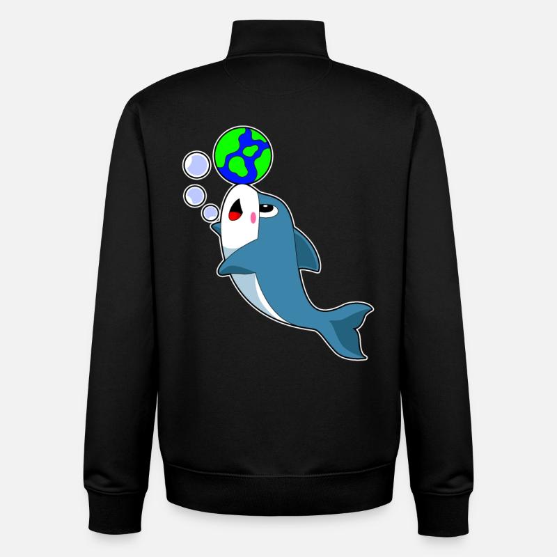 Delfin Erdkugel - Unisex Organic Zip Sweatshirt von Stanley/Stella - Schwarz