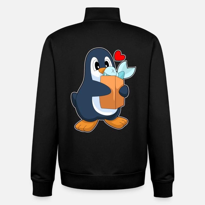 Poisson manchot - Sweat zippé unisexe en coton bio Stanley/Stella - noir