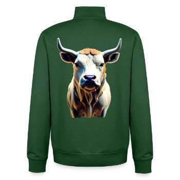 Vache - taureau avec cornes - Sweat zippé unisexe en coton bio Stanley/Stella - vert bouteille - Dos - AI Model Male 185 dark (185cm)