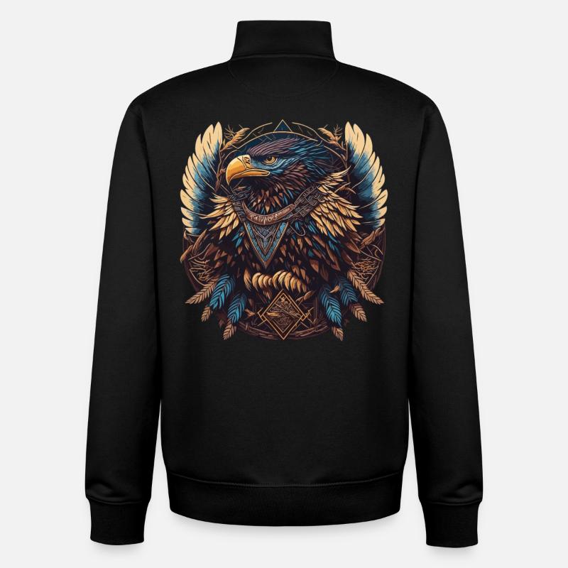 Attrape-rêves d’aigle - Sweat zippé unisexe en coton bio Stanley/Stella - noir