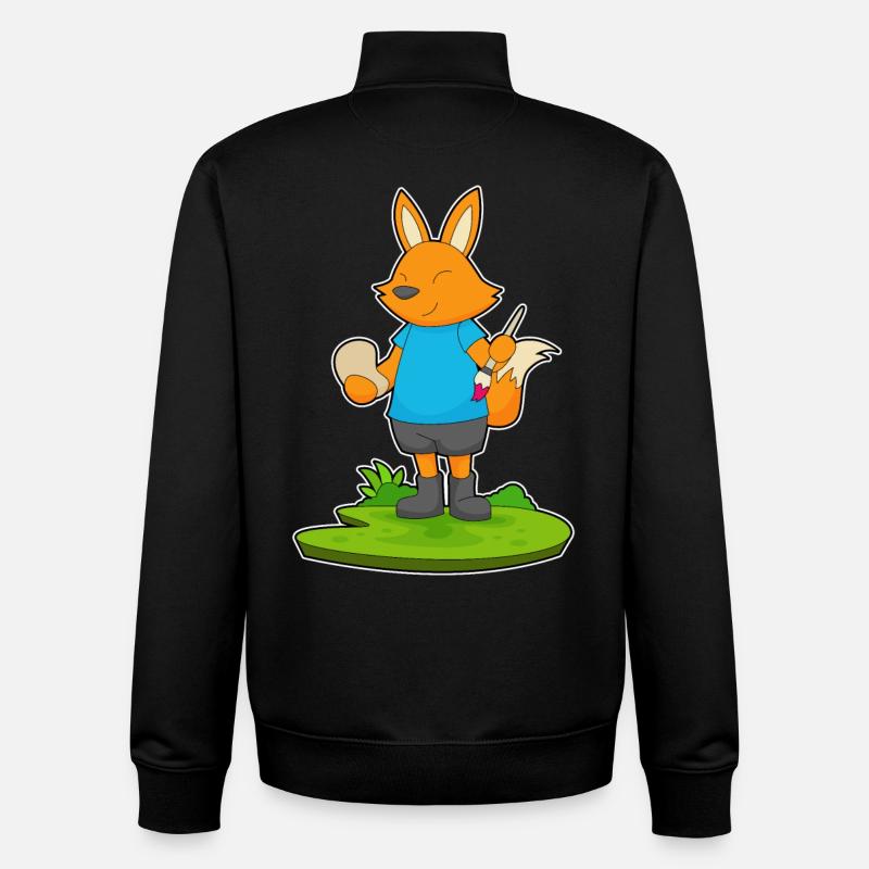Pinceau Fox - Sweat zippé unisexe en coton bio Stanley/Stella - noir