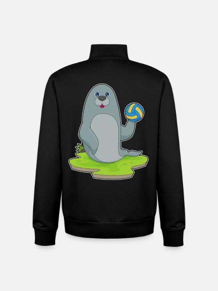 Seal Volleyball Player Volleyball - Unisex Organic Zip Sweatshirt by Stanley/Stella - black