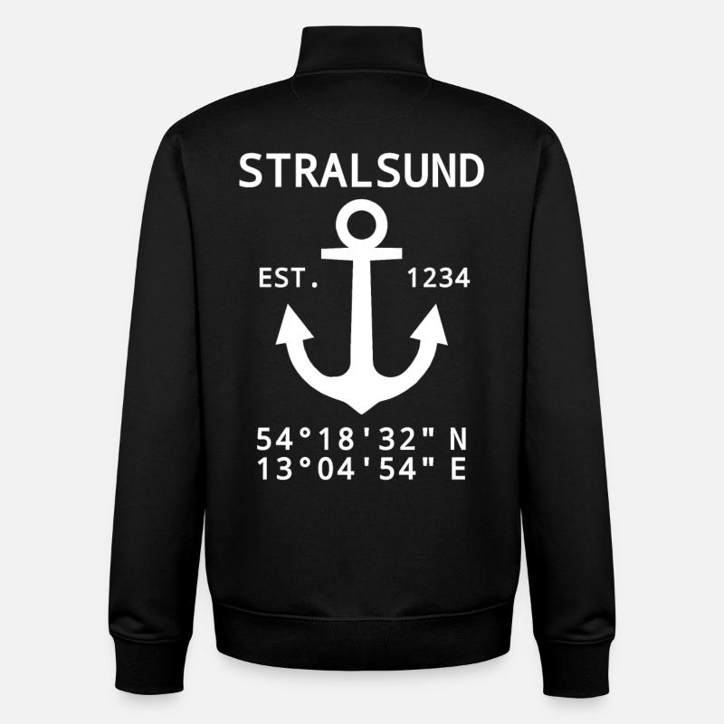 Stralsund Koordinaten - Unisex Organic Zip Sweatshirt von Stanley/Stella - Schwarz