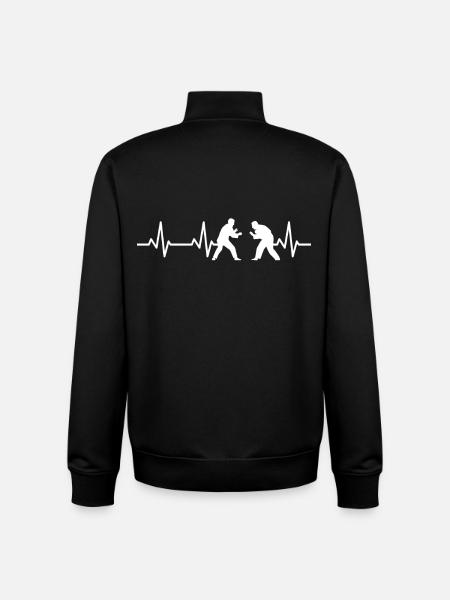 Judo Heartline ECG - Sweat zippé unisexe en coton bio Stanley/Stella - noir