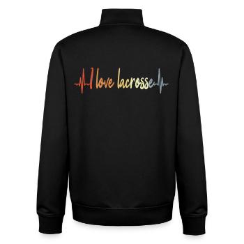 Lacrosse ECG Heartline - Unisex Organic Zip Sweatshirt by Stanley/Stella - black - Back - AI Model Male 185 light (185cm)