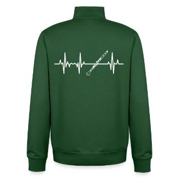 Clarinette Palpitations cardiaques - Sweat zippé unisexe en coton bio Stanley/Stella - vert bouteille - Dos - AI Model Male 185 dark (185cm)