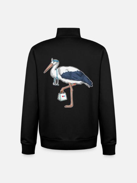 Stork Nurse Stethoscope - Unisex Organic Zip Sweatshirt by Stanley/Stella - black