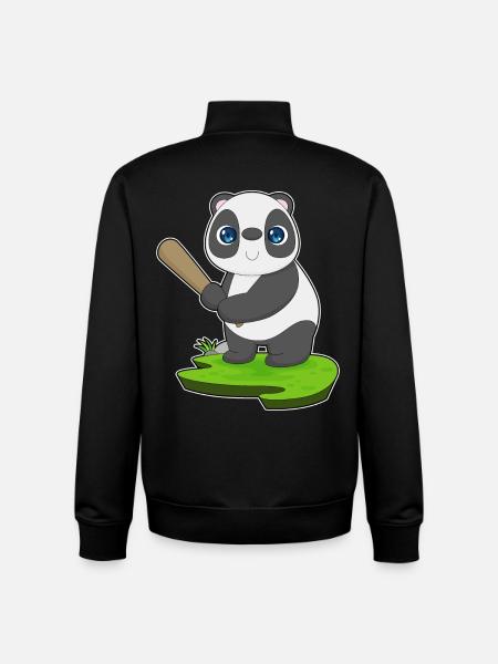 Panda Baseball Baseball Bats - Unisex Organic Zip Sweatshirt by Stanley/Stella - black