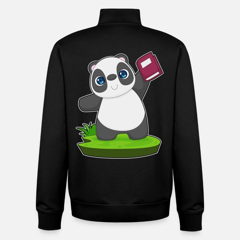 Livre Panda - Sweat zippé unisexe en coton bio Stanley/Stella - noir