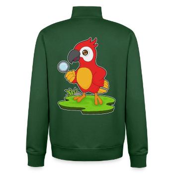 Parrot Detective Magnifier - Unisex Organic Zip Sweatshirt by Stanley/Stella - bottle green - Back - AI Model Male 185 dark (185cm)