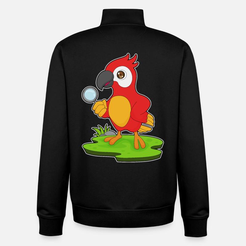 Perroquet Détective Loupe - Sweat zippé unisexe en coton bio Stanley/Stella - noir
