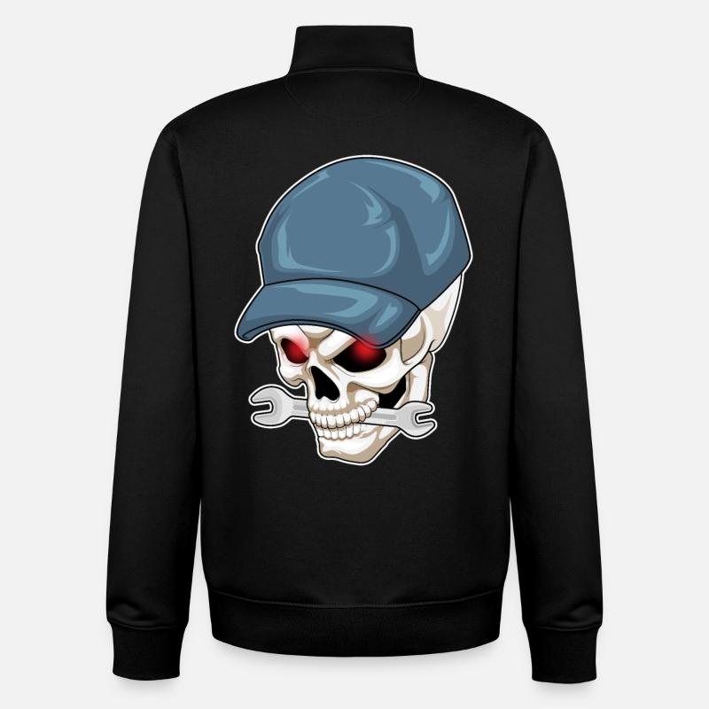 Clé Skull Craftsman - Sweat zippé unisexe en coton bio Stanley/Stella - noir