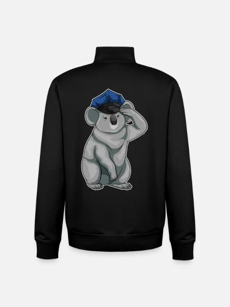 Koala Policeman Police Cap Police - Unisex Organic Zip Sweatshirt by Stanley/Stella - black