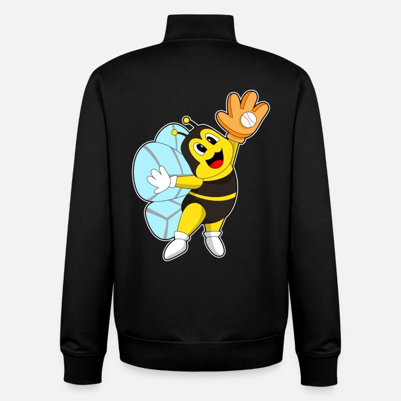 Gant de baseball Bee Baseball - Sweat zippé unisexe en coton bio Stanley/Stella - noir