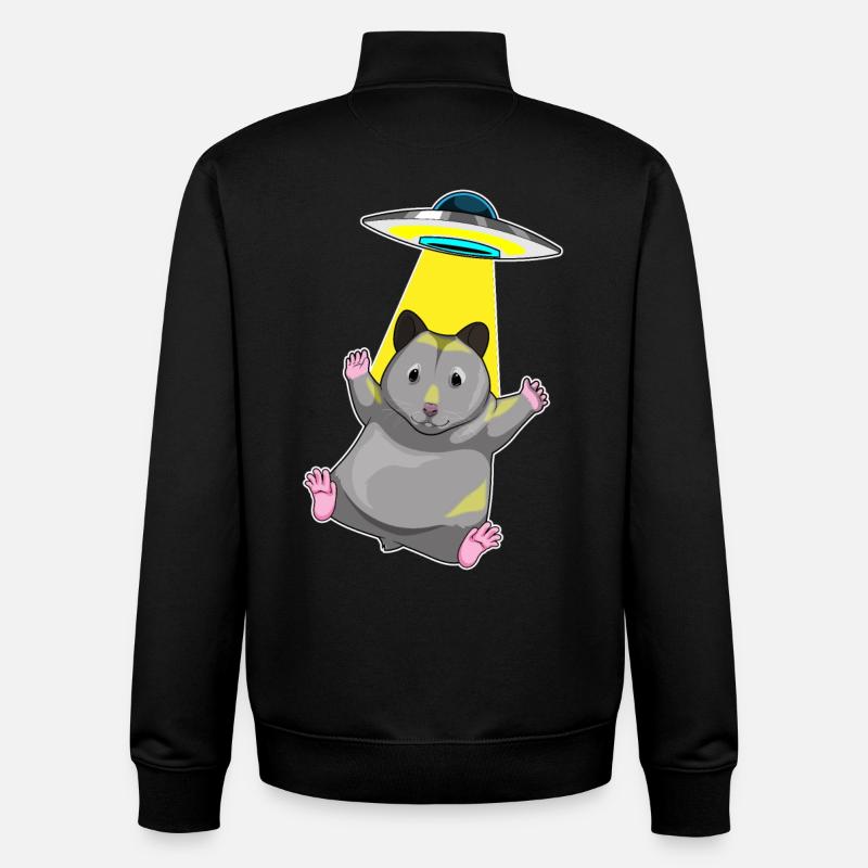 Hamster Spaceship Space - Sweat zippé unisexe en coton bio Stanley/Stella - noir