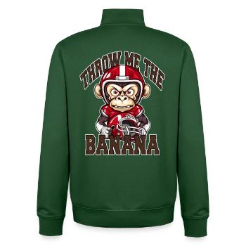 Lance-moi le singe banane jouant au football - Sweat zippé unisexe en coton bio Stanley/Stella - vert bouteille - Dos - AI Model Male 185 dark (185cm)