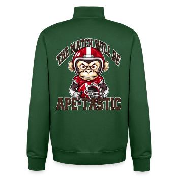 Ehrgeiziger Affe wünscht ein Apetastic Match - Unisex Organic Zip Sweatshirt von Stanley/Stella - Flaschengrün - Hinten - AI Model Male 185 dark (185cm)