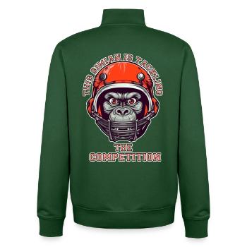 self-confident monkey accepts the challenge - Unisex Organic Zip Sweatshirt by Stanley/Stella - bottle green - Back - AI Model Male 185 dark (185cm)