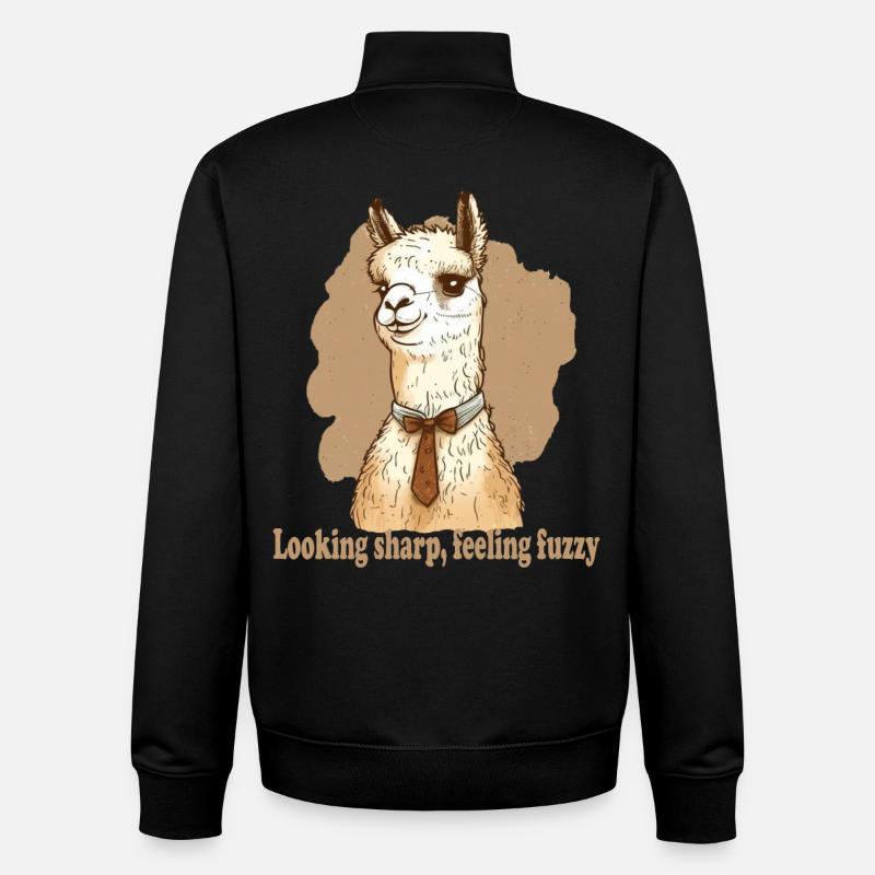 Looking sharp feeling fuzzy llama - Unisex Organic Zip Sweatshirt by Stanley/Stella - black