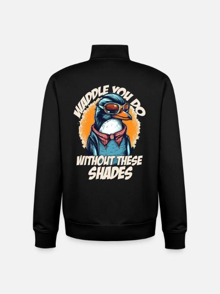Cool styled penguin with sunglasses - Unisex Organic Zip Sweatshirt by Stanley/Stella - black