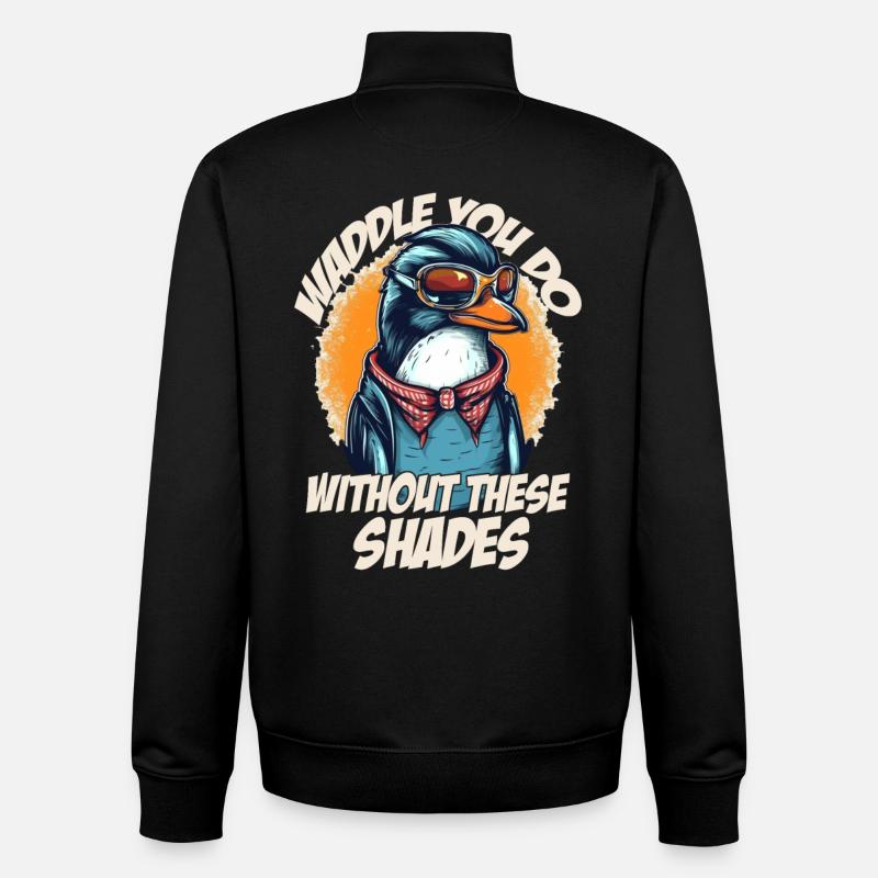 Cool styled penguin with sunglasses - Unisex Organic Zip Sweatshirt by Stanley/Stella - black