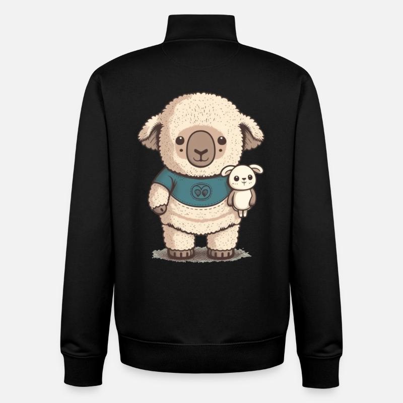 Verschlafenes Schaf mit Kuscheltier - Unisex Organic Zip Sweatshirt von Stanley/Stella - Schwarz