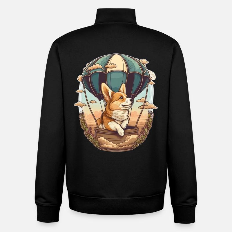 Chien de rêve en montgolfière - Sweat zippé unisexe en coton bio Stanley/Stella - noir