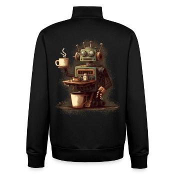 Coffee Cooking Robot - Unisex Organic Zip Sweatshirt by Stanley/Stella - black - Back - AI Model Male 185 light (185cm)