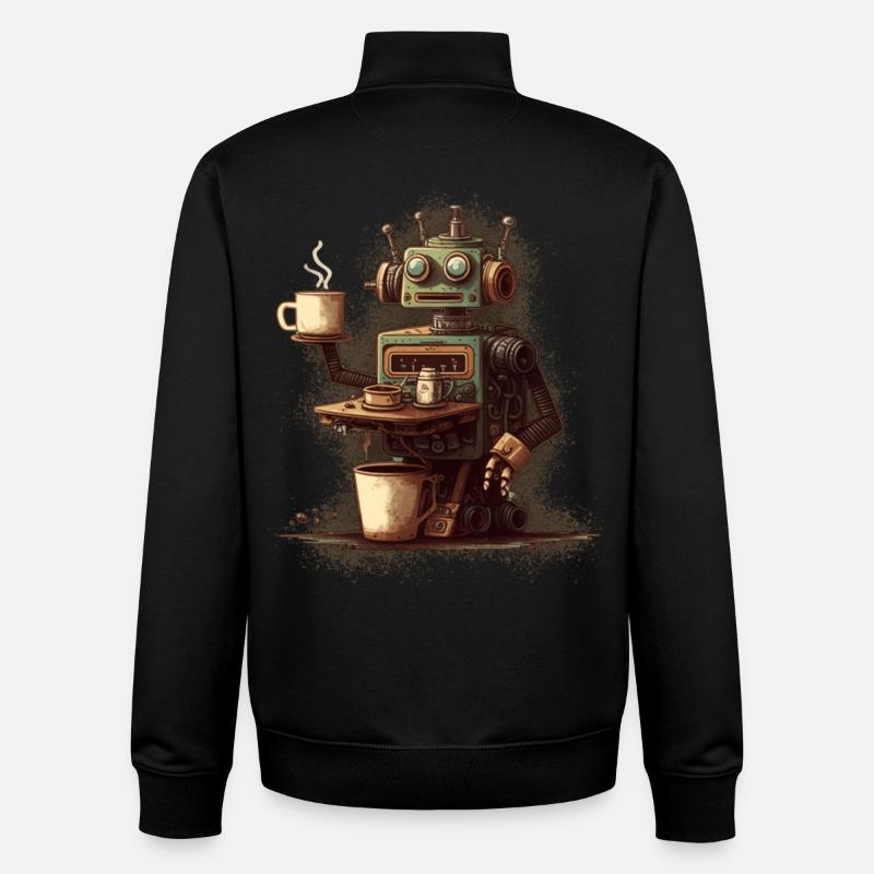 Robot de cuisson du café - Sweat zippé unisexe en coton bio Stanley/Stella - noir