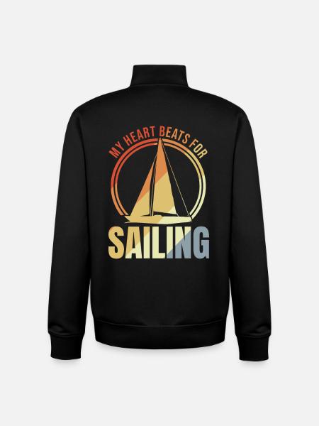 My heart beats for sailing - Unisex Organic Zip Sweatshirt by Stanley/Stella - black