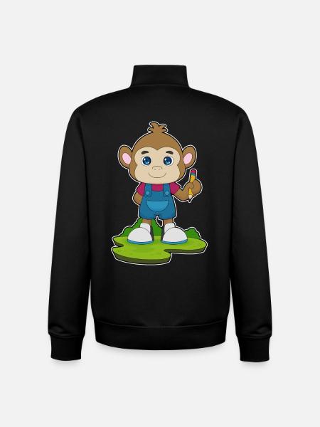 École de crayons Monkey Student - Sweat zippé unisexe en coton bio Stanley/Stella - noir