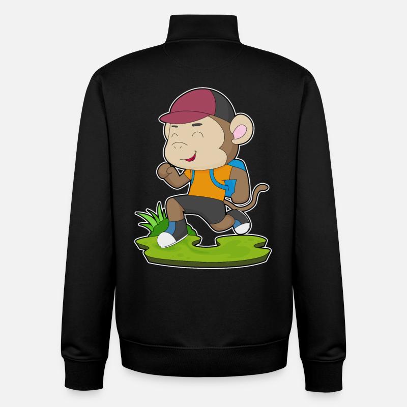 Affe Wanderer Rucksack - Unisex Organic Zip Sweatshirt von Stanley/Stella - Schwarz