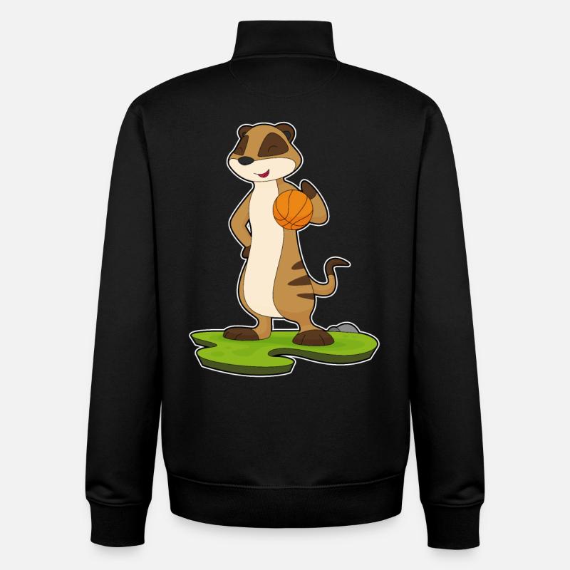 Suricate Basketteur Basketteur Basket-ball - Sweat zippé unisexe en coton bio Stanley/Stella - noir