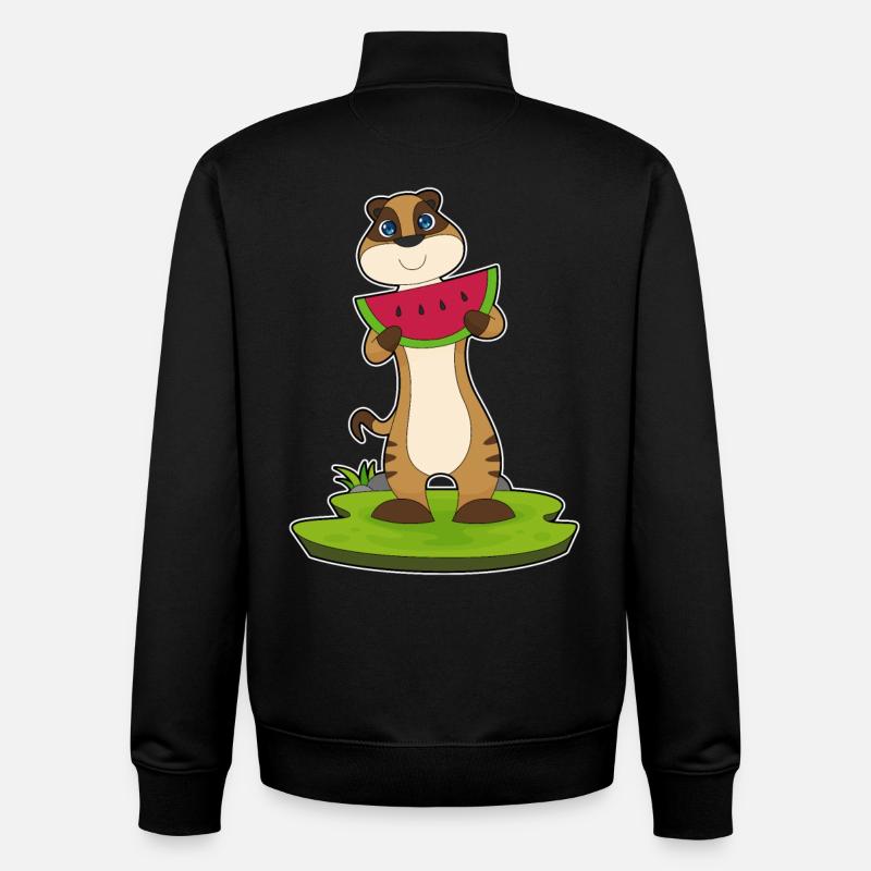 Suricate fruit de pastèque - Sweat zippé unisexe en coton bio Stanley/Stella - noir