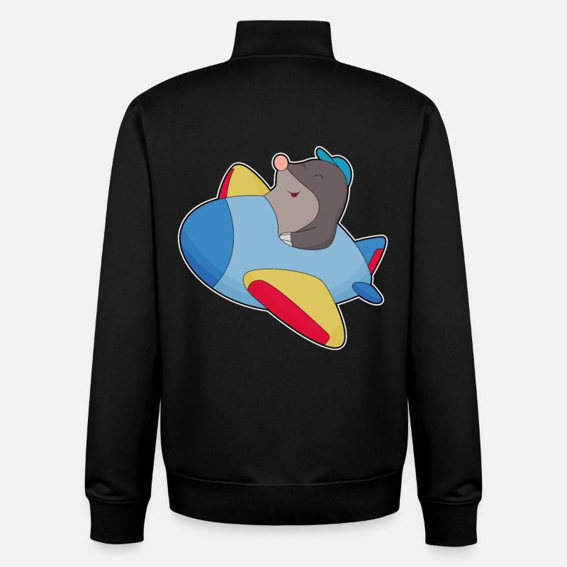 Mole Airplane - Unisex Organic Zip Sweatshirt by Stanley/Stella - black