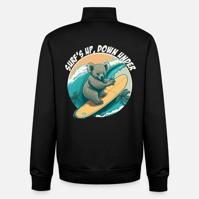 Down under surfender Koalabär - Unisex Organic Zip Sweatshirt von Stanley/Stella - Schwarz