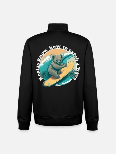 Catch a wave Koalabaer - Unisex Organic Zip Sweatshirt by Stanley/Stella - black