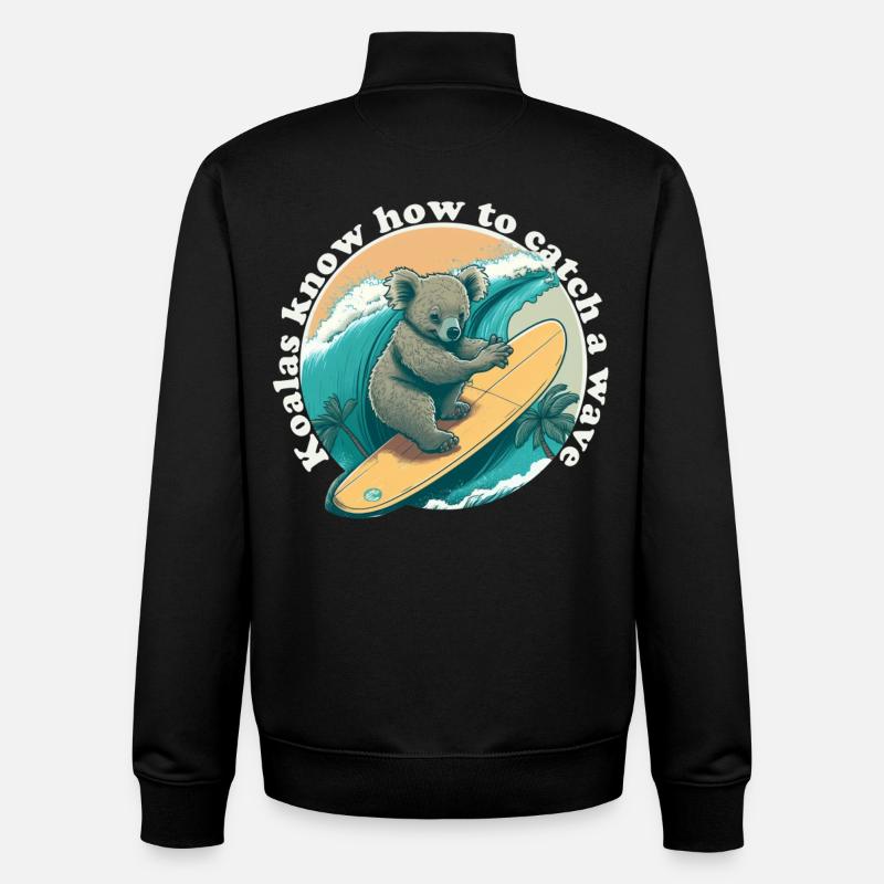 Catch a wave Koalabaer - Unisex Organic Zip Sweatshirt by Stanley/Stella - black