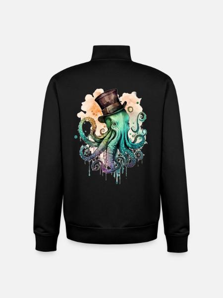 Octophus avec cylindre - Sweat zippé unisexe en coton bio Stanley/Stella - noir