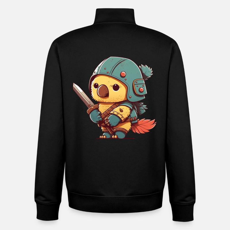 Oiseau en tenue de guerrier - Sweat zippé unisexe en coton bio Stanley/Stella - noir