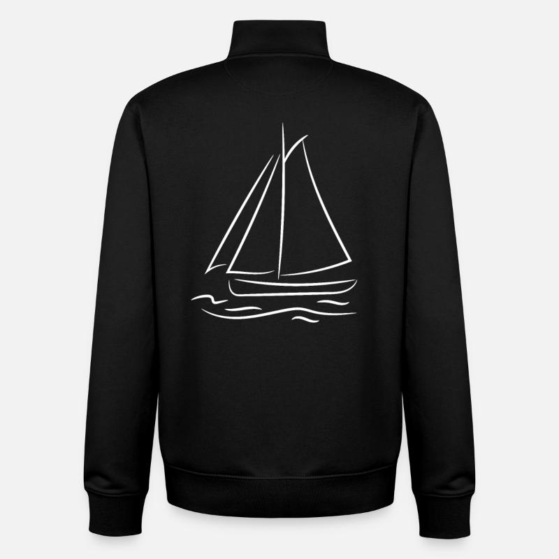 Segelboot Skizze - Unisex Organic Zip Sweatshirt von Stanley/Stella - Schwarz