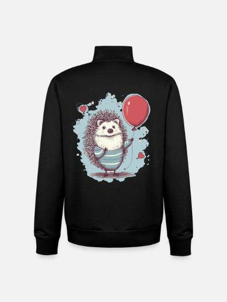 Hérisson mignon avec ballon - Sweat zippé unisexe en coton bio Stanley/Stella - noir