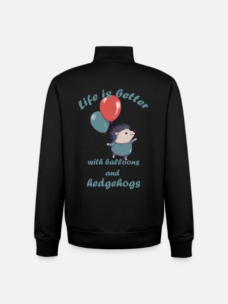 Petit hérisson avec ballons et lettrage - Sweat zippé unisexe en coton bio Stanley/Stella - noir