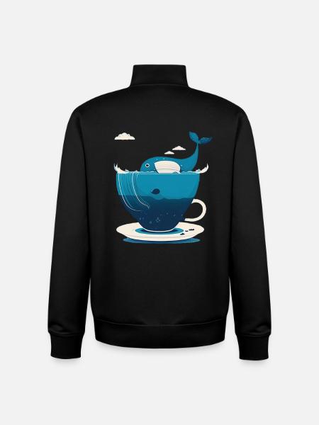 Whale in teacup - Unisex Organic Zip Sweatshirt by Stanley/Stella - black