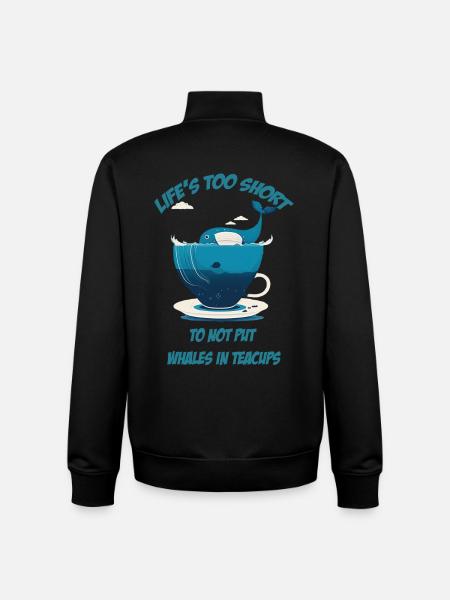 Whale in teacup with lettering - Unisex Organic Zip Sweatshirt by Stanley/Stella - black
