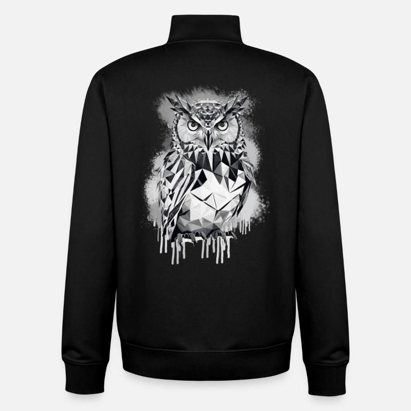 Hibou géométrique - Sweat zippé unisexe en coton bio Stanley/Stella - noir
