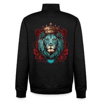 Lion majestueux - Sweat zippé unisexe en coton bio Stanley/Stella - noir - Dos - AI Model Male 185 light (185cm)
