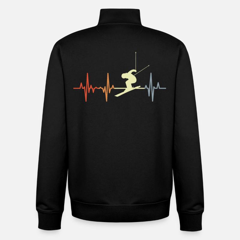 Skier palpitations ECG - Unisex Organic Zip Sweatshirt by Stanley/Stella - black